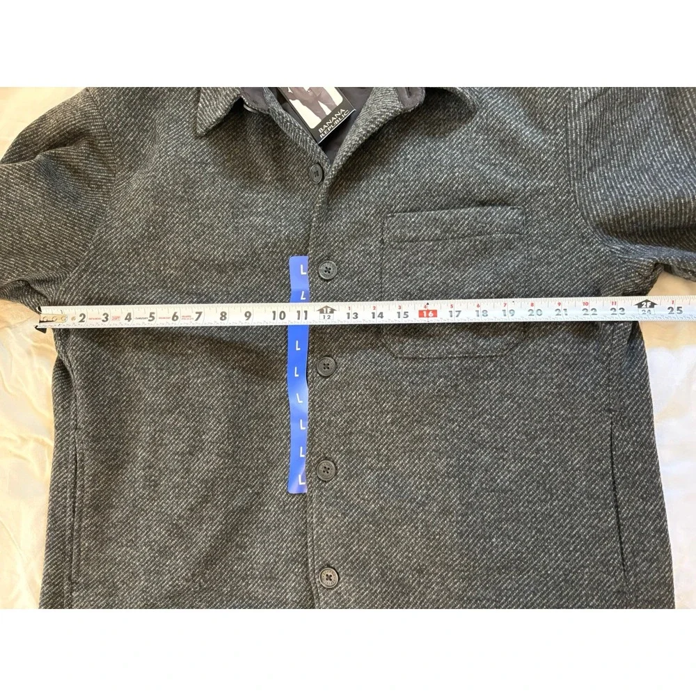 Banana Republic Jacket Mens Large Gray Button Shacket NWT